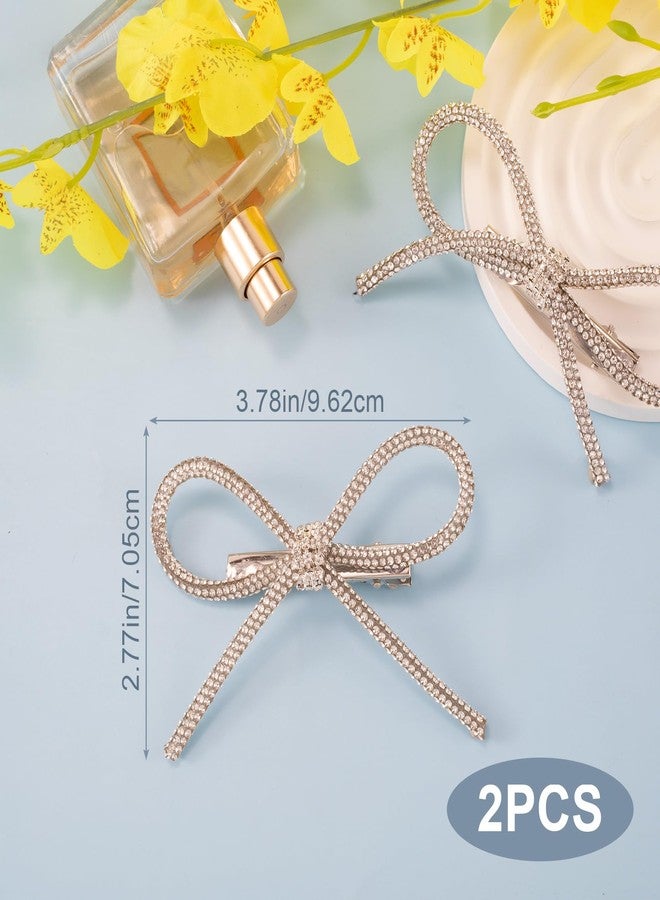 Mxxipp 2pcs Bow Hair Clips Rhinestone Crystal Bowknot Clips for Women Girls Party Halloween Vanlentine Mothers' Day - Image 2